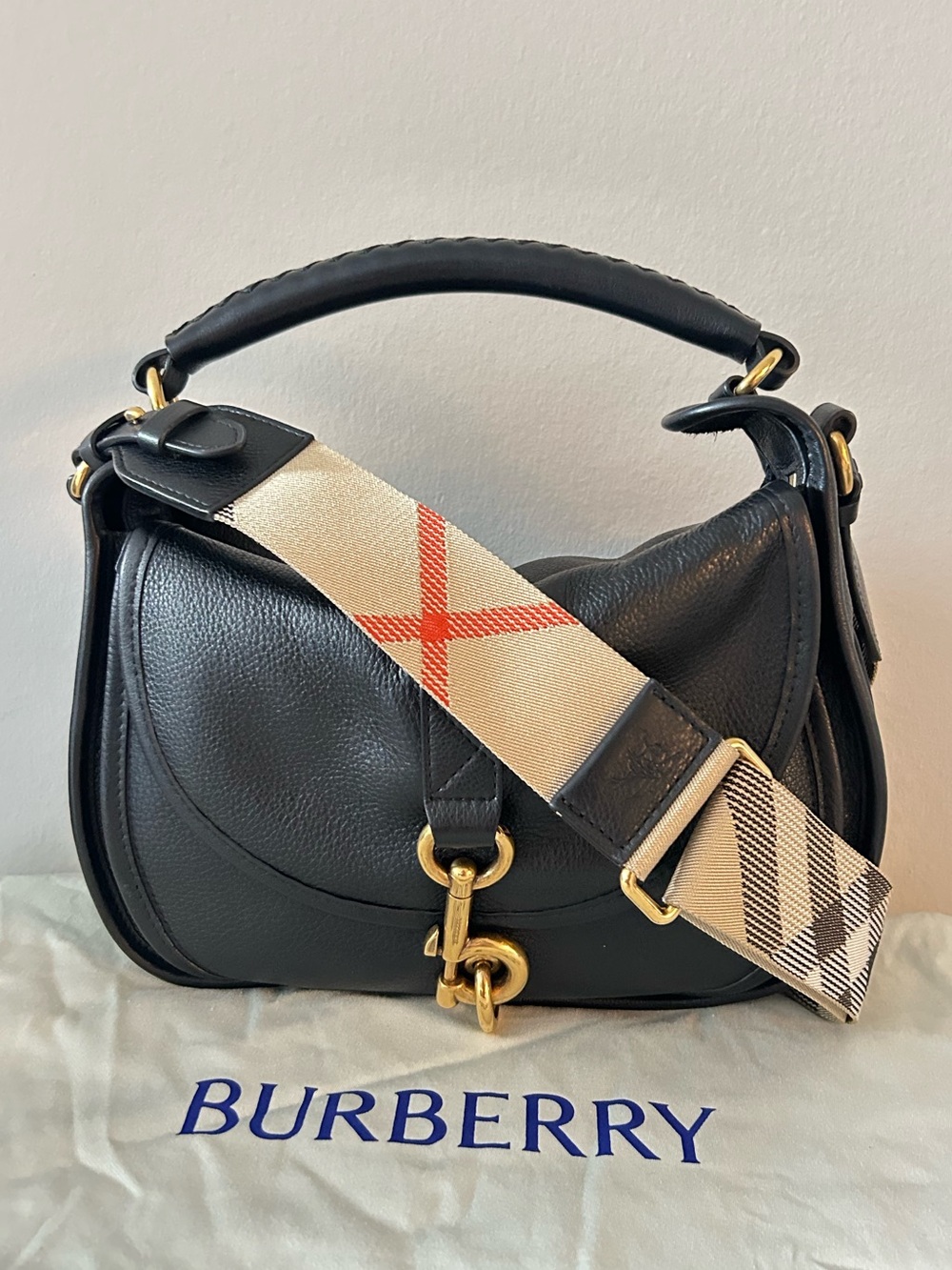 Burberry Small Black B Clip Messenger Bag